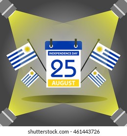 Independence day calendar in august with flags design illustration of Uruguay