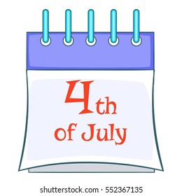 Independence day calendar icon. Cartoon illustration of independence day calendar vector icon for web design