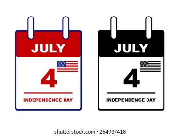 Independence day calendar isolated on white