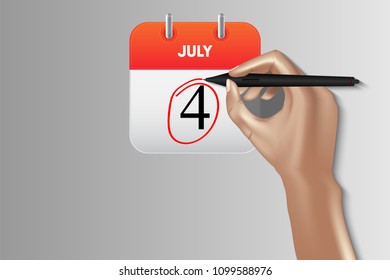 Independence Day calendar, Vector design, Illustration