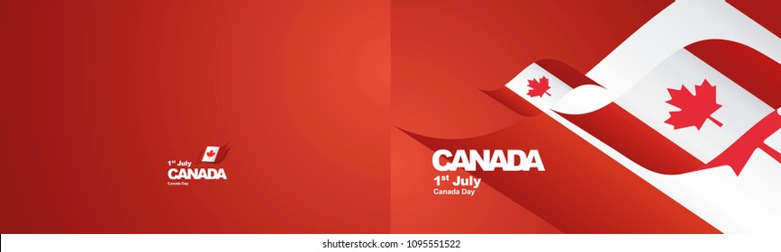 Independence Day Canada flag ribbon two fold landscape background