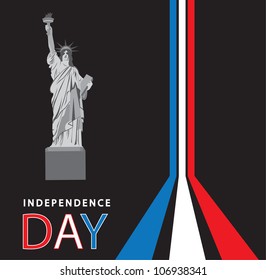 Independence day canvas with Statue of Liberty, vector illustration