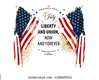 Independence day card with american flags