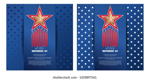 Independence Day card design set. Fourth of July. 4th of July.Independence Day design. Vector illustration