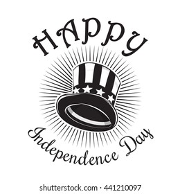 Independence Day card. Happy Independence Day. 4th of July. Uncle Sam Hat. Color icon isolated on white background. Vector illustration