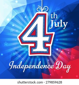 Independence Day card image on an american native colors background. Perfect use for post cards, greetings. Fully editable vector illustration.