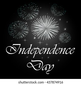 Independence day card with silver/gray fireworks