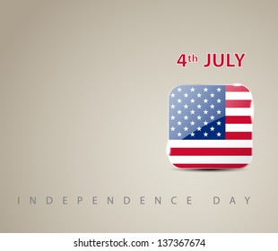 Independence day card with square glossy flag