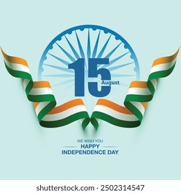 Independence Day celebrations with try color, with indian flag, August 15, vector illustration design