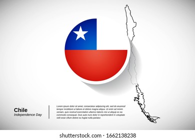 Independence day of Chile. Elegant national holiday of Chile with map design elements and country flag in circle. Classic greeting card, banner vector illustration.
