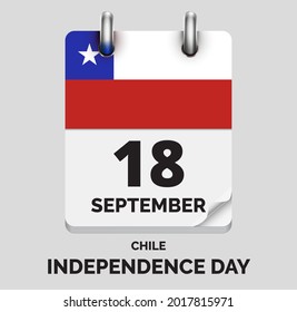 Independence Day, Chile- September 18, days of year, flat realistic calendar icon Independence Day vector image with Chile flag