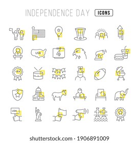 Independence Day. Collection of perfectly thin icons for web design, app, and the most modern projects. The kit of signs for category Holidays.