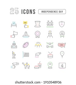 Independence Day. Collection of perfectly thin icons for web design, app, and the most modern projects. The kit of signs for category Holidays.