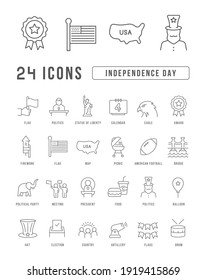 Independence Day. Collection of perfectly thin icons for web design, app, and the most modern projects. The kit of signs for category Holidays.