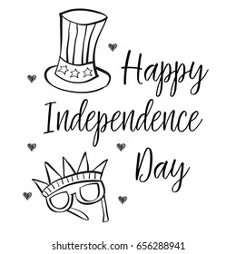 Independence day collection style hand draw