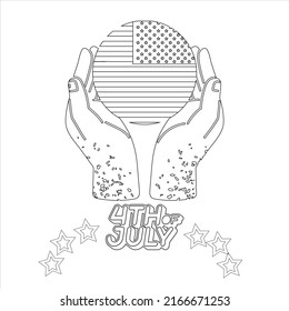 Independence Day Coloring Page Kids Adults Stock Vector (Royalty Free ...