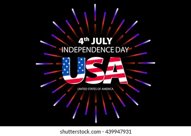 Independence day concept. 4th July independence day with fireworks background. vector art