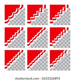Independence Day Corner Decoration. Red and White Editable Vector Set for Indonesia