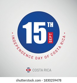 Independence day in Costa Rica celebration on 15th September, Artistic typographic background for social media website promotion