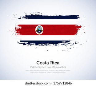Independence day of Costa Rica country. Abstract flag in shape of paint brush stroke with shiny colored background