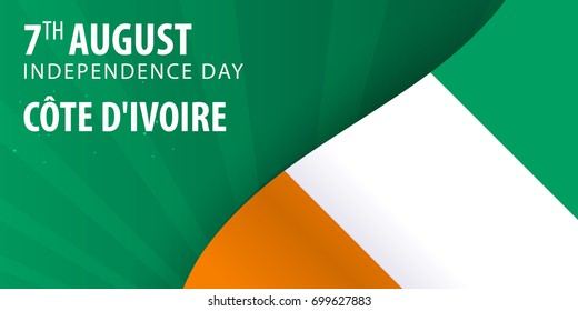Independence day of Cote Divoire. Flag and Patriotic Banner
