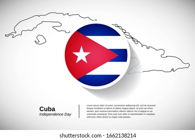 Independence day of Cuba. Classic national holiday of Cuba with map design elements and country flag in circle. Modern greeting card, banner vector illustration.