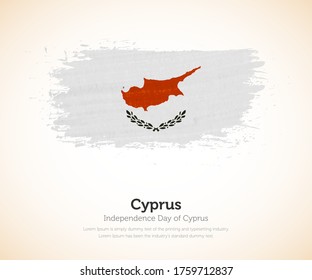 Independence day of Cyprus country. Abstract flag in shape of paint brush stroke with shiny colored background