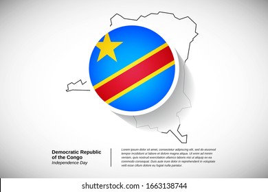 Independence day of Democratic Republic of the Congo. Abstract national holiday of Republic of the Congo with map design elements and country flag. Creative greeting card, banner vector illustration.