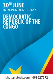 Independence day of Democratic Republic of the Congo. Flag and Patriotic Banner