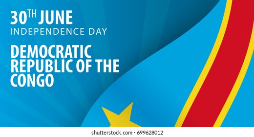 Independence day of Democratic Republic of the Congo. Flag and Patriotic Banner