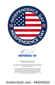 Independence Day design. 4th of July. Round logo and greeting inscription - Happy Independence Day. Vector illustration on a white background