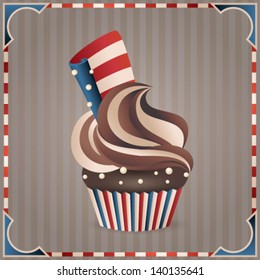 Independence Day design elements collection. Cute vector cupcake