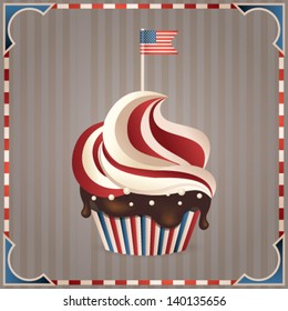 Independence Day design elements collection. Cute vector cupcake