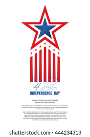 Independence Day design. Fourth of July. Stars, stripes and greeting inscription - Happy Independence Day. Vector illustration on white background