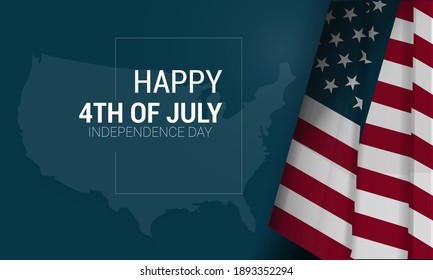 Independence day design with map and american flag. Vector illustration