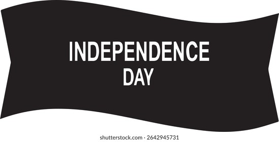 Independence day design on black flag shape with white text celebrates patriotic holiday and freedom