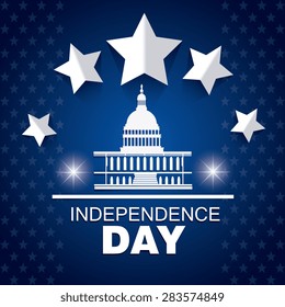 Independence day design over blue background, vector illustration.