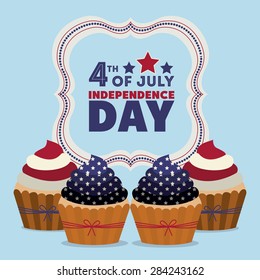 Independence day design over blue background, vector illustration