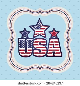 Independence day design over blue background, vector illustration