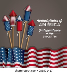 Independence day design over brown background, vector illustration