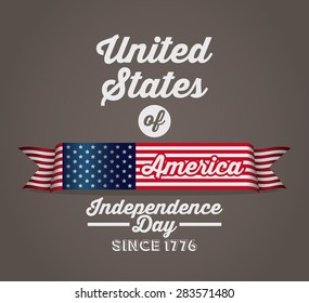 Independence day design over brown background, vector illustration