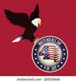 Independence day design over red background, vector illustration