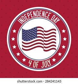 Independence day design over red background, vector illustration