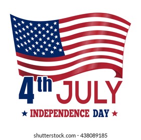 Independence Day design. Poster design with the US flag. 4th July. Independence Day card. American Flag. Patriotic banner. Vector illustration isolated on white background
