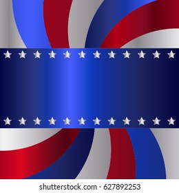 Independence day design with star button and swirl