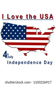 Independence Day - design with text and map. Vector file, eps 10