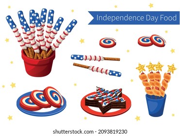 independence day dinner set, isometric vector design