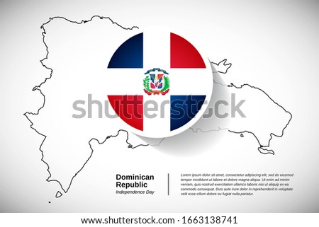 Independence day of Dominican Republic. Abstract national holiday of Dominican Republic with map design elements and country flag in circle. Elegant greeting card, banner vector illustration.
