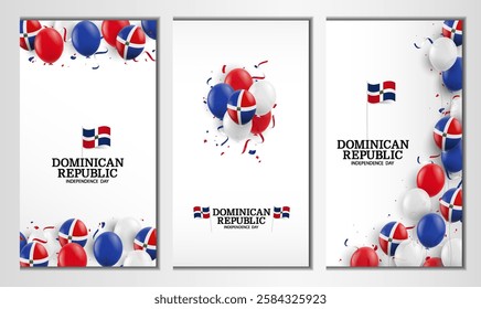 Independence Day in the Dominican Republic.  Banner set. Vector illustration.
