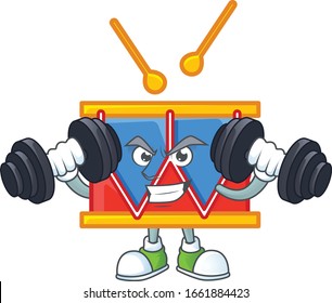 Icono de la mascota del tambor del día de la independencia en ejercicio de fitness prueba de campanas